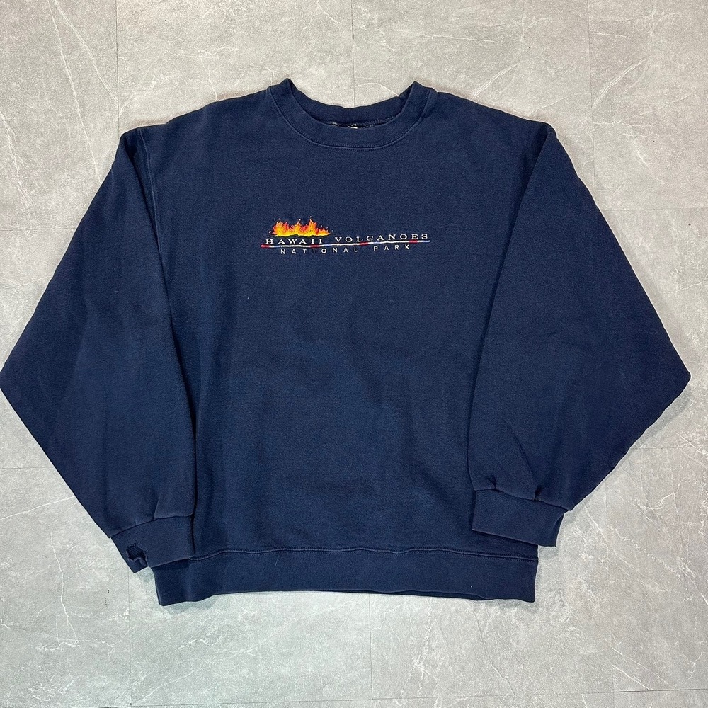 Vintage Fruit of the Loom Hawaii Volcanoes National Park Sweatshirt Navy Blue L